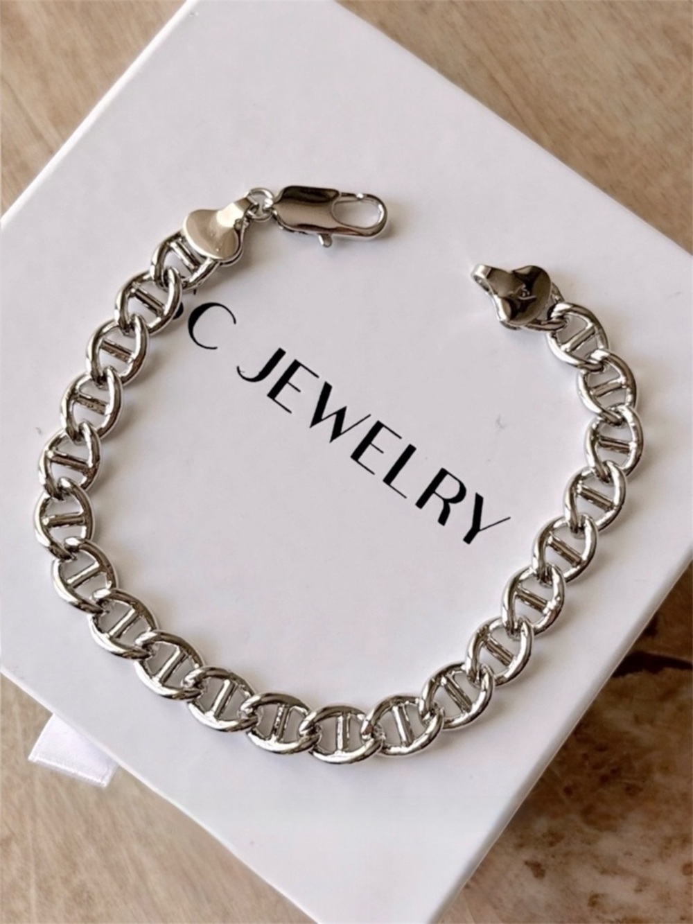 Mariner Chain Bracelet Silver Tone Platinum Plated